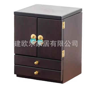 Jewelry storage <b>box</b>, solid wood, high-end and exquisite, with rotating mirror, desktop <b>makeup</b> <b>box</b>, wedding jewelry <b>box</b>, - Product Image 5
