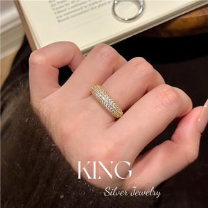Anillo de Plata de Ley S925 con Baño de Oro y Microincrustaciones, para Uso Diario, Unisex, de la Marca King Silver Jewelry - Product Image 3