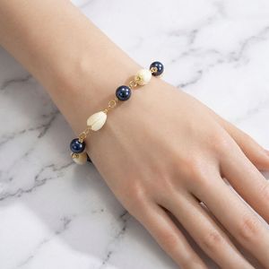 Pulsera de Cadena de Eslabones Dorados <span class=keywords><strong>con</strong></span> Dijes Pikake y Perlas Blancas y Negras, 4 Tamaños Disponibles, Joyería Hawaiana, Accesorio de Muñeca para Mujer - Product Image 6