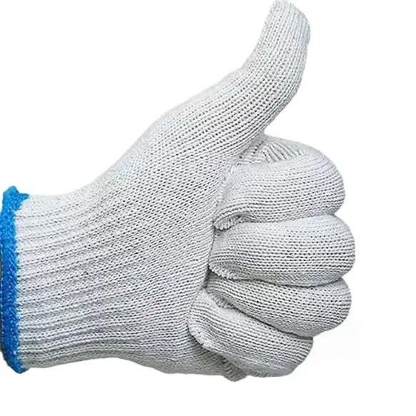 Moins cher logo personnalisé 40g 50g blanc noir gris rouge gants en tricot de nylon gants de sécurité en coton gants de travail