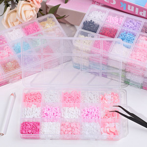 15 compartiments, 1000 pièces de breloques pour ongles en résine, nœuds et perles, accessoires de décoration pour manucure, kit DIY pour ongles - Product Image 1