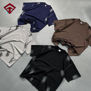 تي شيرت قطني ثقيل الوزن بأكمام قصيرة بتصميم عتيق مغسول بالحمض للبيع بالجملة - Product Image 2