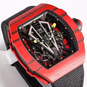 Montre multifonction de luxe pour homme, rouge et noir, en fibre de carbone NTPT, squelette, tourbillon automatique, mécanique, sport, course - Product Image 1