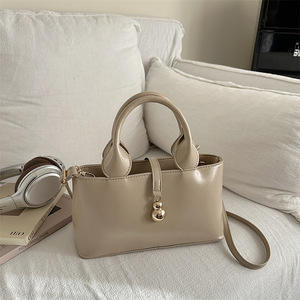 Large-capacity Women's Commuting Casual Tote Bag with Zipper Closure Two <b>Shoulder</b> <b>Straps</b> Soft Surface Solid Color - Product Image 2