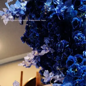 Flores de boda de seda artificial azul real de alta calidad Real Touch <span class=keywords><strong>Hotel</strong></span> decoración Floral Navidad arreglo del Día de San Valentín - Product Image 3