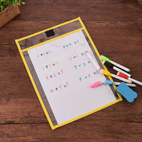 Pochette pour dossiers scolaires en pvc transparent, effaçable et suspendu, pochette de documents, pochettes de poche effaçables à sec réutilisables pour enfants