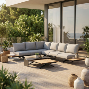Ensemble de canapés de patio en aluminium en forme de L, écologiques, imperméables, pour <span class=keywords><strong>jardin</strong></span>, terrasse, balcon, appartement, parc, détente - Product Image 3