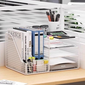 Scaffale da Scrivania Portadocumenti Organizzatore per Ufficio Scatola Portaoggetti per Libri e Giornali in Metallo Multistrato Portadocumenti A4 - Product Image 5