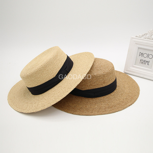 Tùy Chỉnh Mũ Rơm Đơn Giản Đa-Màu Sắc Thân Thiện Với Môi Raffia Rơm Boater <span class=keywords><strong>Hat</strong></span> Mũ Mặt Trời - Product Image 1