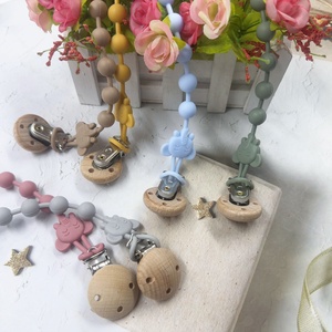 Nouveau Design bébé hêtre <span class=keywords><strong>attache</strong></span>-sucette pour apaiser bébé perles de silicone dessin animé éléphant sucette chaîne pour empêcher la chaîne jouet cadeau - Product Image 2