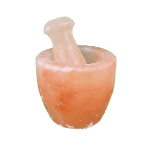 Ensemble mortier et pilon en sel de l'Himalaya artisanal naturel avec base saillante pour moudre les épices, les herbes, les assaisonnements, le sel de roche - Product Image 1