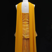 Robe de soirée jaune Jancember LSZ560, robe de bal à peplum, robe colonne à sequins, châle, robe de gala, tenue de banquet formel