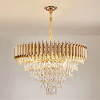 Lustre personnalisé de luxe en cristal doré K9 Projet d'éclairage de lampe suspendue d'intérieur nordique de conception américaine moderne