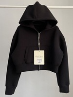 Sweat à capuche personnalisé pour femme, couleur unie, matière respirante, style court, automne, sport, haut court à l'encolure dégagée