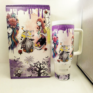 Marca personalizada Halloween 40oz vaso de acero inoxidable brillante pesadilla oscura Navidad Jack Sally taza tetera para desearte - Product Image 2