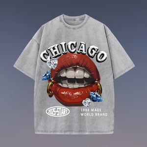 <span class=keywords><strong>T</strong></span>-<span class=keywords><strong>shirt</strong></span> unisexe à manches courtes en tricot oversize, imprimé Hip-Hop rétro euro-américain, pour couples style urbain - Product Image 6
