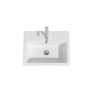 Lavabo Rectangular de Cerámica Blanca para Baño, de 19.5x14 Pulgadas, con un Solo Orificio, Diseño Minimalista - Product Image 1