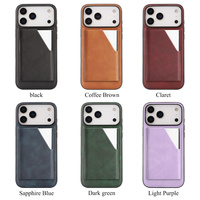 Casing Ponsel Kulit Magnetik dengan Slot Kartu dan Cermin untuk iPhone 17 Pro Max 17 Air 16 15 14Plus 13 12, Mendukung Pengisian Daya Nirkabel
