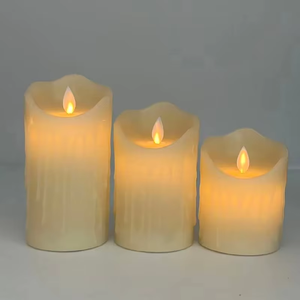3피스 친환경 파라핀 왁스 필라 LED 캔들 리모컨 결혼식 생일 크리스마스 홈 데코-배터리 작동 - Product Image 2