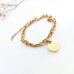 Pulsera De Oro De 14k con forma De corazón para mujer, Cadena De Acero Inoxidable, brazaletes con forma De corazón - Product Image 4