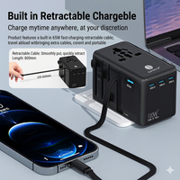 Adaptador de Viaje Universal Global Gan de 35 W con Carga Rápida, Enchufe Internacional Múltiple y Cable USB-C Retráctil para Laptop y Móvil