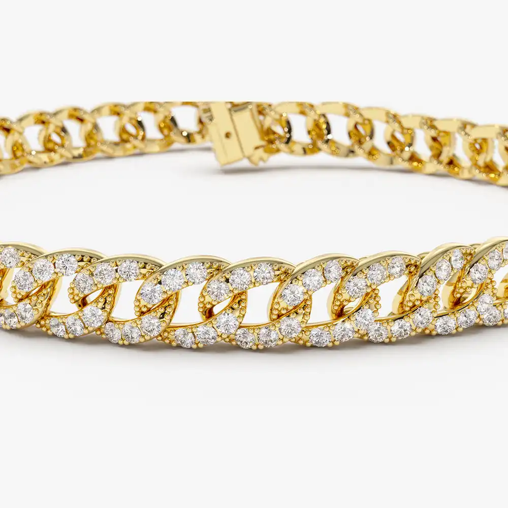 Bracciali e braccialetti con maglie cubane di diamanti 9K 10K 14K 18K 4.8MM bracciale gioiello personalizzato