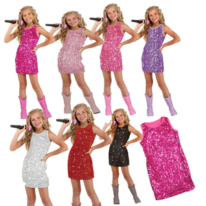 OEM ODM en stock, robe scintillante sans manches pour occasions spéciales, cosplay, <span class=keywords><strong>chanteuse</strong></span>, concours de beauté, 3-14 ans, un cadeau glamour et élégant - Product Image 1