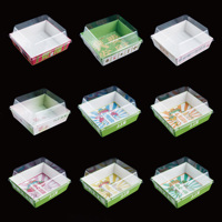 Plateau de récipient en papier kraft de qualité alimentaire à emporter impression personnalisée boîtes trapézoïdales pour gâteaux au chocolat avec couvercle en plastique transparent