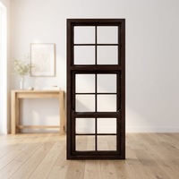 Fenêtres à guillotine en bois DEMEA, design grillagé, fenêtres à guillotine en bois modernes, fenêtres en bois massif, design