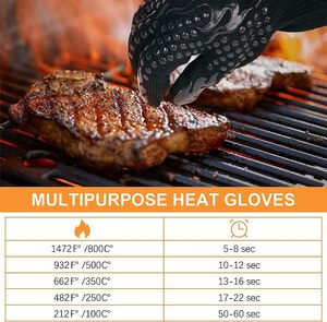 Gants de barbecue, gants de four, gants de grillade - 1472 ℉   Gants de four résistants à la chaleur extrême avec doigts - Product Image 3