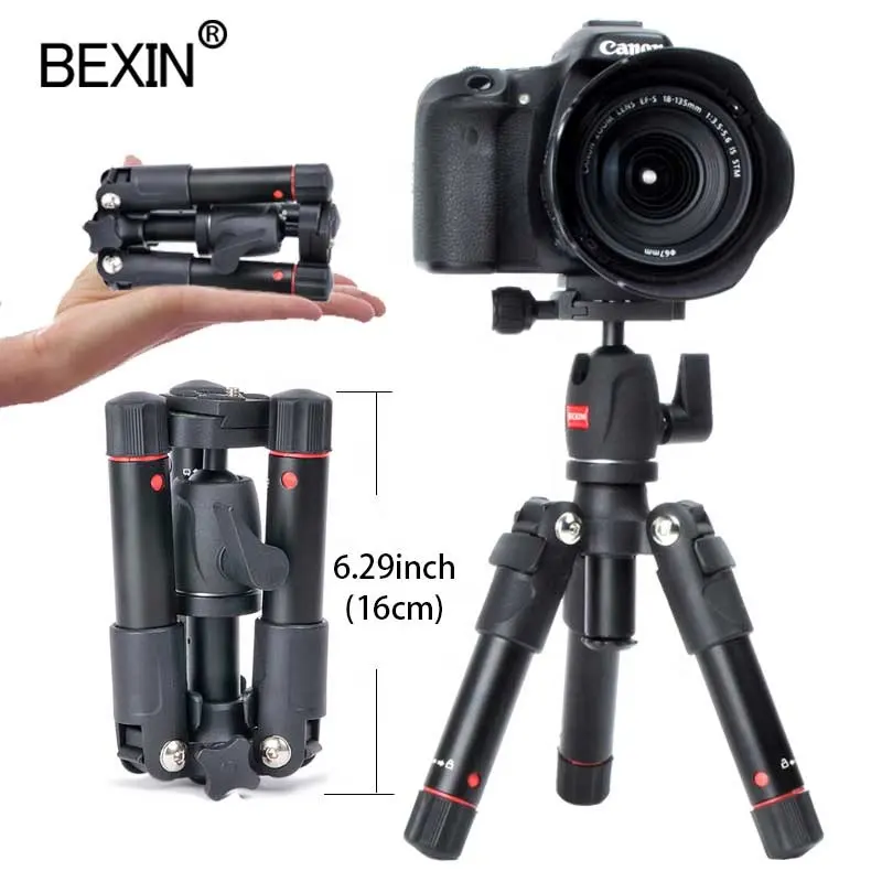 BEXIN التصوير في الهواء الطلق حجم صغير ترايبود خفيفة الوزن وسهلة مع السفر حامل ثلاثي القوائم لكاميرا DSLR الهواتف DV العارض