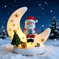 Lampe de nuit de Noël en résine avec figurine de bonhomme de neige, lampe LED chaude avec arbre et étoile, décoration de table de Noël, cadeau