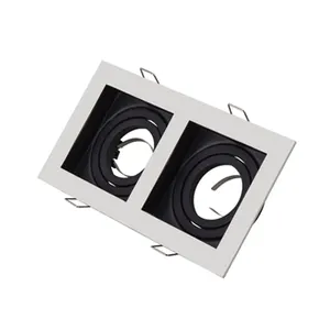 OKELI Adjustable Double Head Aluminum Gu10 Fixture Mr16 Frame Black White Recessed Down Light Housing