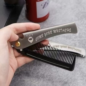 Pettine Vintage per Acconciature a Olio, in Acciaio Inossidabile Elettroplaccato, Pieghevole per Barba, <span class=keywords><strong>Baffi</strong></span> e Capelli, Modello Portatile S37 - Product Image 3