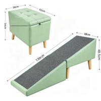 Escabeau convertible 2-en-1 en cuir pour petits chiens (Dachshund), marchepied imperméable pour animaux de compagnie, ottoman pliable, économie de transport