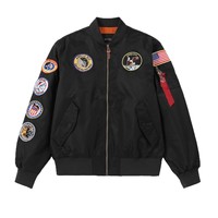 Vente en gros du fabricant, veste de pilote d'astronaute, patchs de printemps et d'automne, veste de baseball fine brodée pour hommes