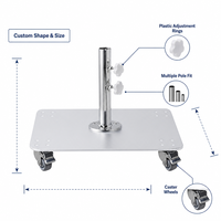 Support de parasol roulant JH-Mech avec roues à frein, base de parasol antirouille, base de parasol mobile en acier poli, pour extérieur, patio
