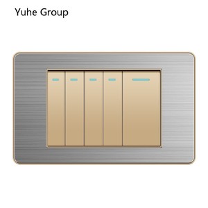 Interruptor de pared universal con acabado cepillado de aluminio, adecuado para interruptores de pared eléctricos estándar de hoteles familiares. - Product Image 5