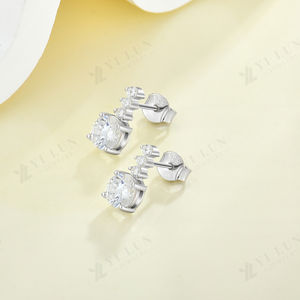 <span class=keywords><strong>925</strong></span> Sterling <span class=keywords><strong>Silver</strong></span> Cubic Zirconia Brincos e Colar Set Rhodium Plated Round Cut CZ Clássico <span class=keywords><strong>Silver</strong></span> Jewelry Set para As Mulheres - Product Image 6