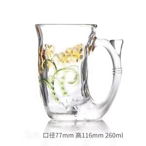 Tasse à eau en verre <span class=keywords><strong>Raymond</strong></span>, tasse à thé fleuri, tasse à thé domestique avec poignée - Product Image 4