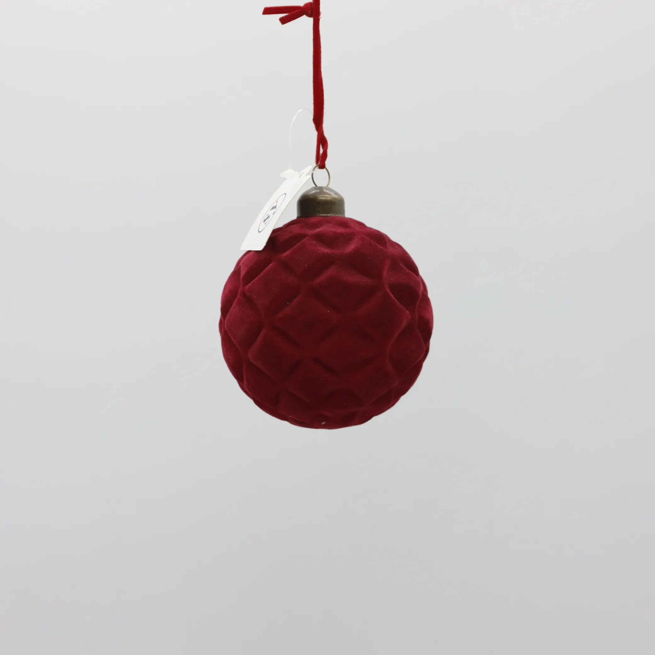 Christmas Tree Decoration 8 Cm Factory Direct Flocking Flocking Surface Red Wavy Line Square Shaped Glass Ball