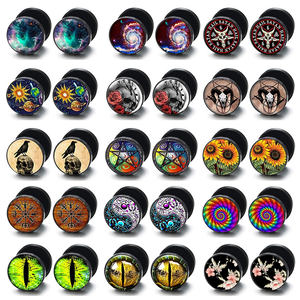 <span class=keywords><strong>Pendientes</strong></span> de tuerca de 10mm a la moda para hombres y mujeres, <span class=keywords><strong>pendientes</strong></span> de calavera negra, con barra Piercing, tapones para los oídos <span class=keywords><strong>falsos</strong></span>, pendiente Punk - Product Image 6