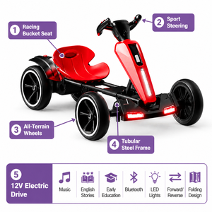 GEEN Véhicule de karting électrique pour enfants, voiture de drift <span class=keywords><strong>à</strong></span> quatre roues pour tout-petits, kart de course pour enfants - Product Image 3