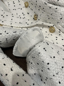 <span class=keywords><strong>Blazer</strong></span> da <span class=keywords><strong>Donna</strong></span> a Doppio Petto con Rever Classico in <span class=keywords><strong>Tweed</strong></span> a Quadri Stile Europeo 2025 di Qualità Firmata per Ufficio e Casual - Product Image 6