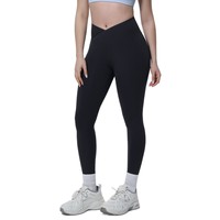 Nouveau Legging de Yoga Sans Couture en Nylon Double Face Couleur Unie, Taille Croisée Ajustée, Longueur Intégrale, Infroissable, Style Européen et Américain, pour le Commerce Transfrontalier