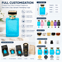Flacon de parfum en verre texturé bleu 50 ml 1,7 oz avec bouchon noir et doré et col doré, logo personnalisé, OEM ODM, directement de l'usine