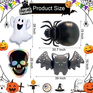 Palloncini in Foil di Halloween: Set di Fantasmi, Pipistrelli, Scheletri, Ragni e Zucche <span class=keywords><strong>per</strong></span> Decorazioni di Feste di Compleanno <span class=keywords><strong>per</strong></span> Bambini, Articoli a Tema Trick or Treat - Product Image 4