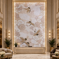 Mosaïque murale de luxe personnalisée en forme de grue, art mural fait main avec correspondance des couleurs de haute précision pour hall d'hôtel et projets haut de gamme