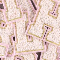 Étiquette en tissu brodée en soie dorée, accessoires de patch DIY en chenille, lettres brodées, style anglais, Han