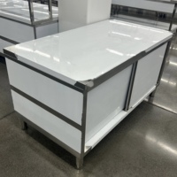 Plan de travail de cuisine en acier inoxydable / Armoire de rangement / Table de préparation alimentaire avec porte coulissante pour autres fournitures de restaurants et d'hôtels